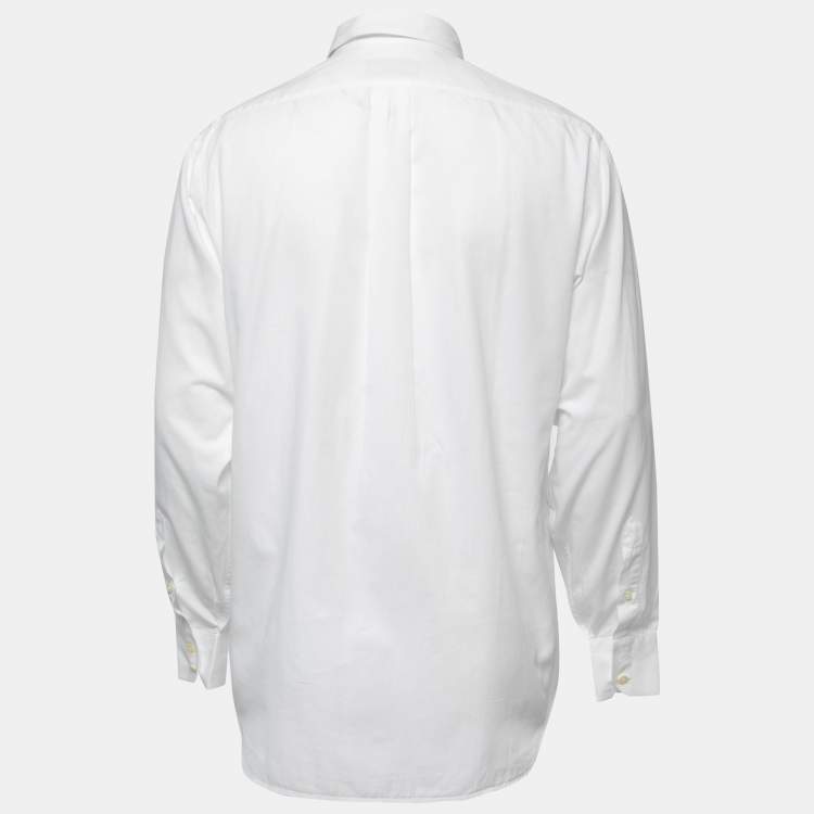 Pre Owned Emporio Armani White Cotton Button Down Full Sleeve Shirt M