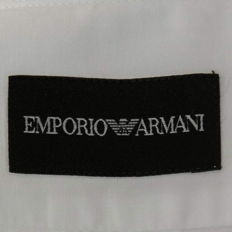 مملوكة مسبقًا Emporio Armani White Cotton Button Down Full Sleeve Shirt M