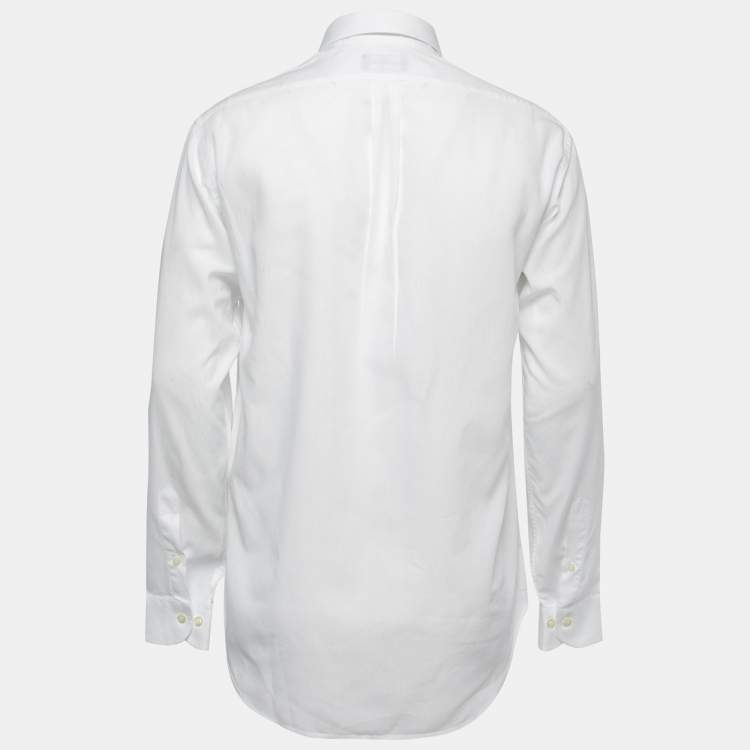 مملوكة مسبقًا Emporio Armani White Cotton Button Down Full Sleeve Shirt M