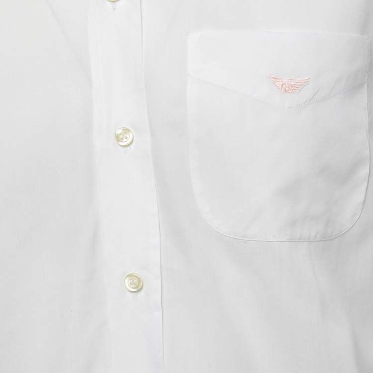 مملوكة مسبقًا Emporio Armani White Cotton Button Down Full Sleeve Shirt M