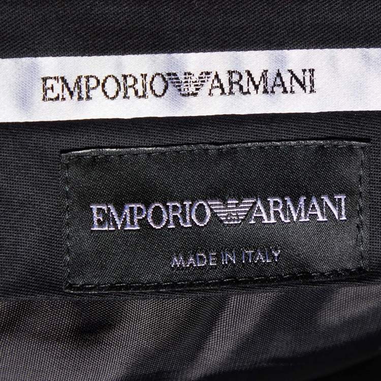 مملوكة مسبقًا Emporio Armani Black Wool Contrast Waist Detail Pants XXL