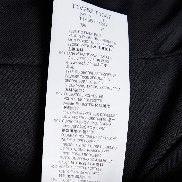 مملوكة مسبقًا Emporio Armani Black Wool Contrast Waist Detail Pants XXL