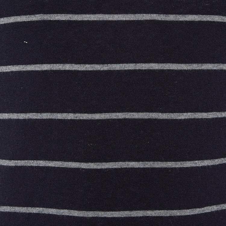 Pre Owned Emporio Armani Black Striped Wool & Cashmere Knit Sweater L