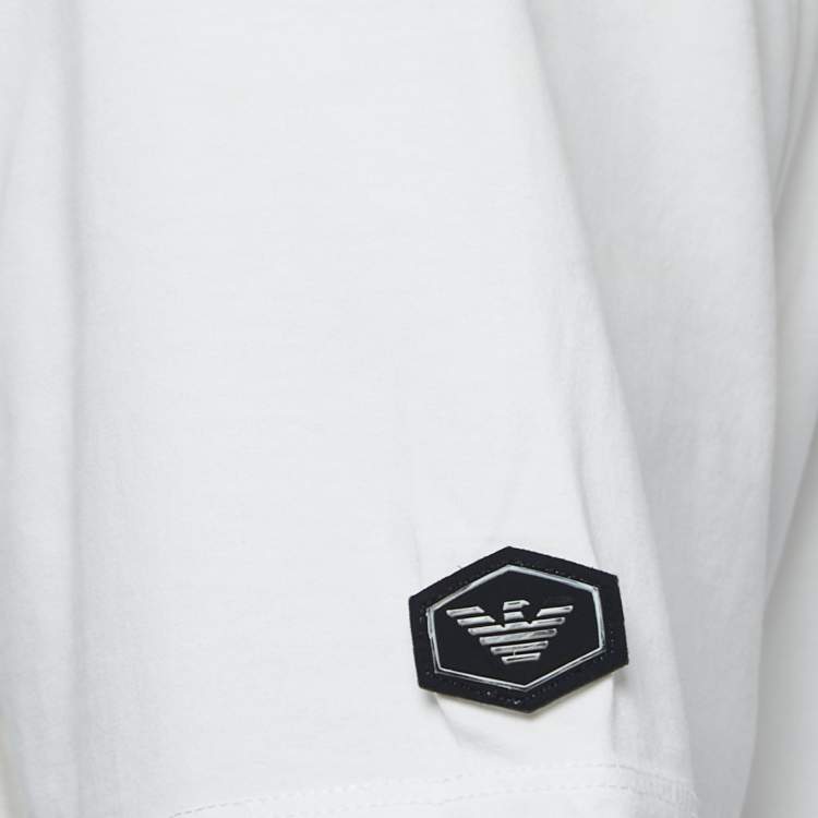 مملوكة مسبقًا Emporio Armani White Logo Embroidered Cotton Crew Neck T-Shirt XXL