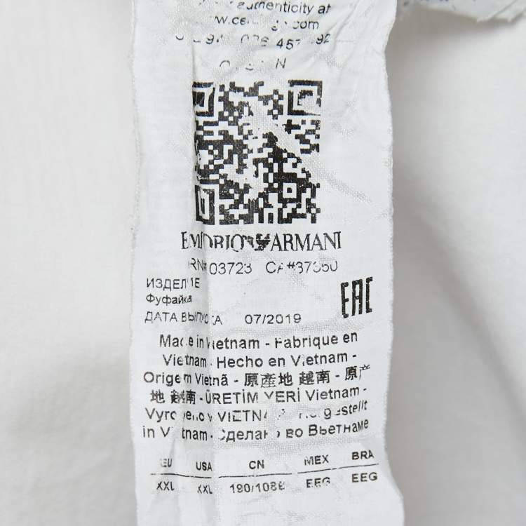 مملوكة مسبقًا Emporio Armani White Logo Embroidered Cotton Crew Neck T-Shirt XXL