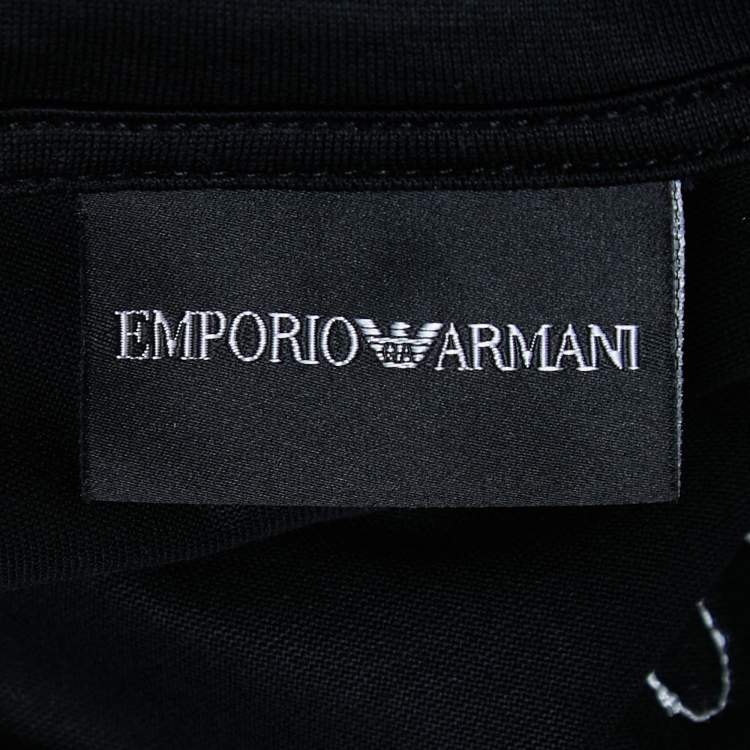 مملوكة مسبقًا Emporio Armani Black Knit Logo Detail Crew Neck T-Shirt XXL