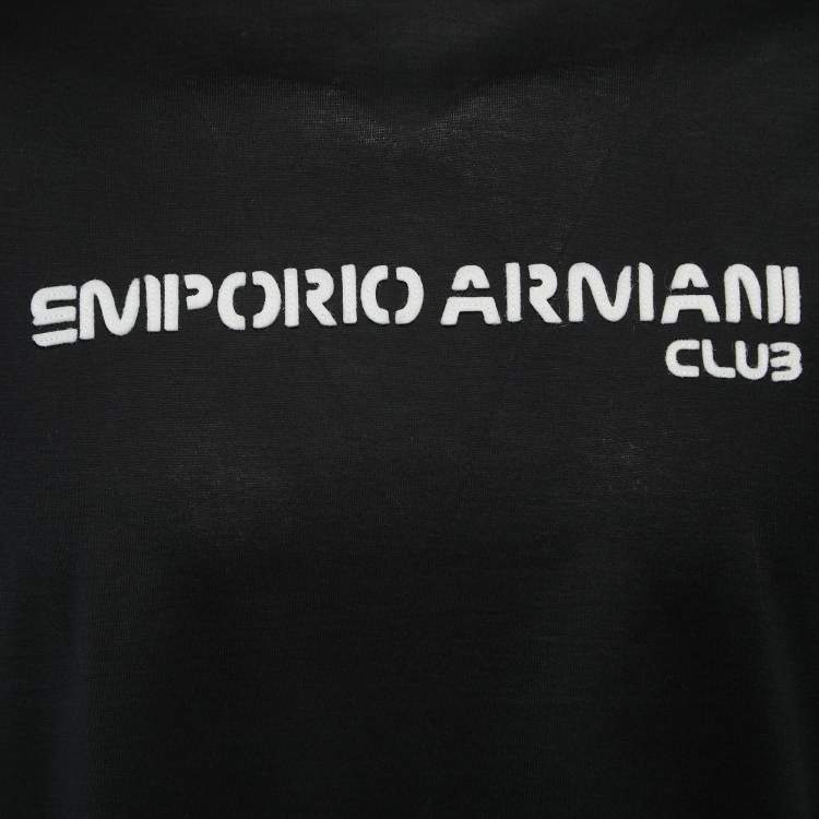 مملوكة مسبقًا Emporio Armani Black Knit Logo Detail Crew Neck T-Shirt XXL