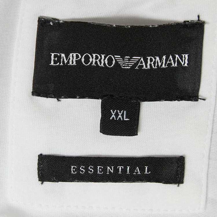 Pre Owned Emporio Armani White Logo Print Cotton Crew Neck T-shirt XXL