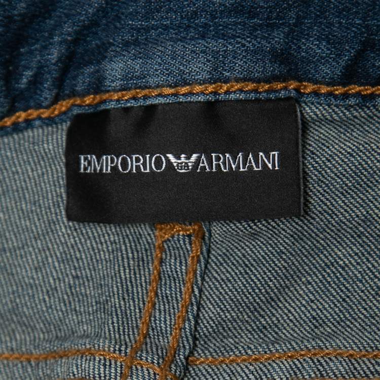 Pre Owned Emporio Armani Blue Denim Straight Fit Jeans XXL/Waist 39"