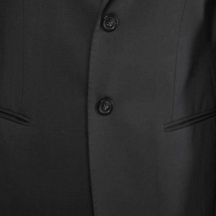 Pre Owned Emporio Armani Black Wool Josh Line Suit L