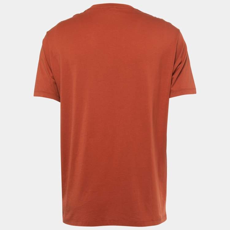 Pre Owned Emporio Armani Brown Power Print Cotton Crew Neck T-Shirt XXL