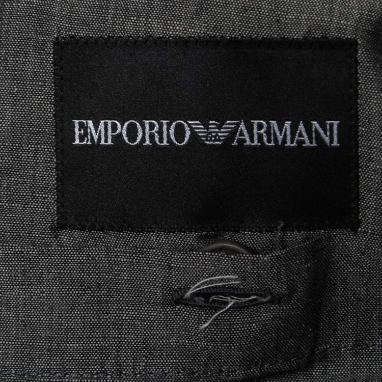 مملوكة مسبقًا Emporio Armani Grey Linen Blend Single Breasted Blazer XXL