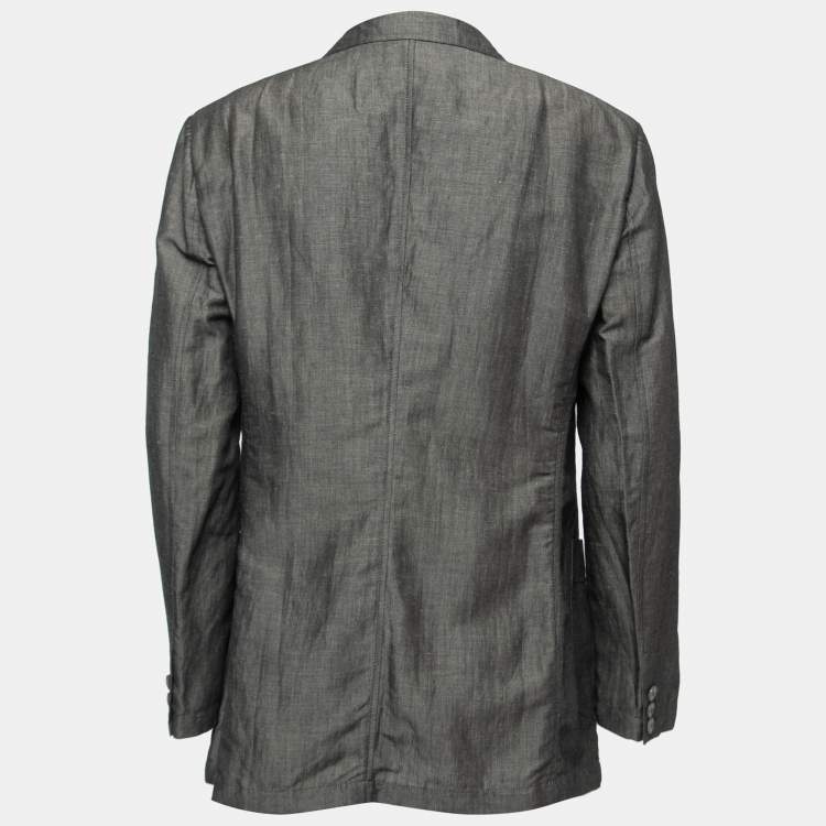 مملوكة مسبقًا Emporio Armani Grey Linen Blend Single Breasted Blazer XXL