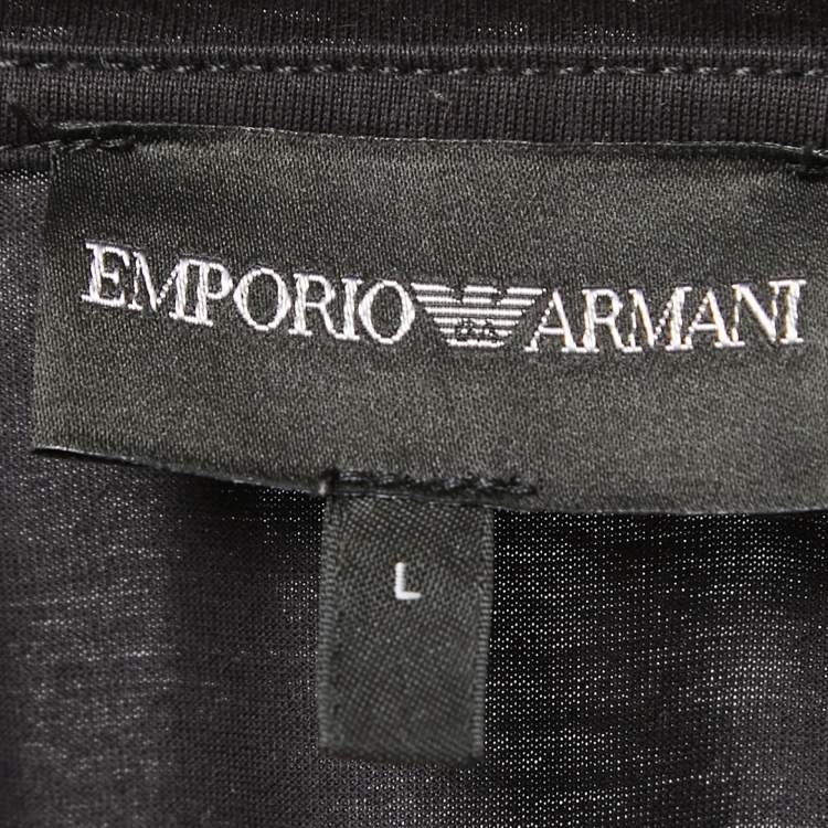 مملوكة مسبقًا Emporio Armani Black Cotton Crew Neck Half Sleeve T-Shirt L