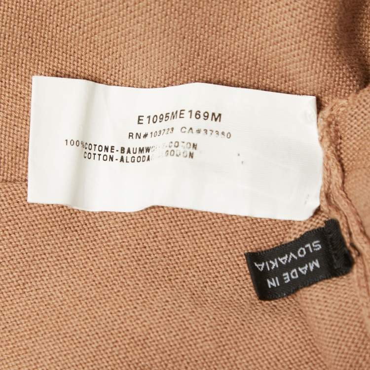 مملوكة مسبقًا Emporio Armani Beige Cotton Knit V-Neck Sweater L