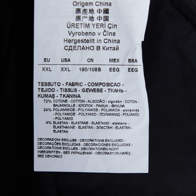 Pre Owned Emporio Armani Black Cotton Logo Embroidered Shirt XXL