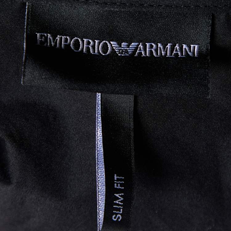 Pre Owned Emporio Armani Black Cotton Logo Embroidered Shirt XXL