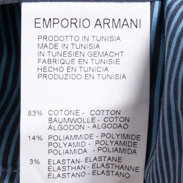 Pre Owned Emporio Armani Blue Striped Cotton Button Front Full Sleeve Shirt XXL