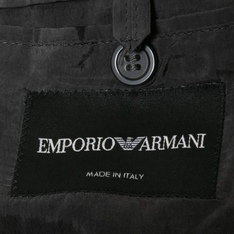Pre Owned Emporio Armani Grey Wool Blend Cut-Out Detail Single Breasted Blazer M 