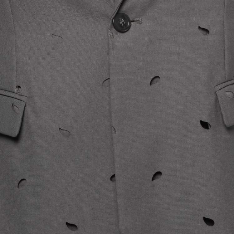 Pre Owned Emporio Armani Grey Wool Blend Cut-Out Detail Single Breasted Blazer M 