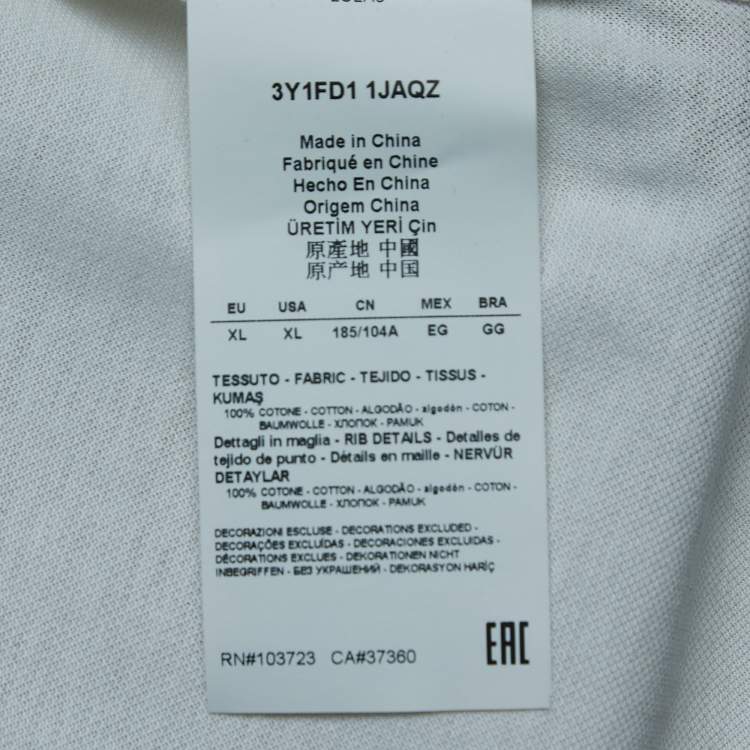 Pre Owned Emporio Armani White Cotton Pique Logo Patch Detailed Polo T-Shirt XL
