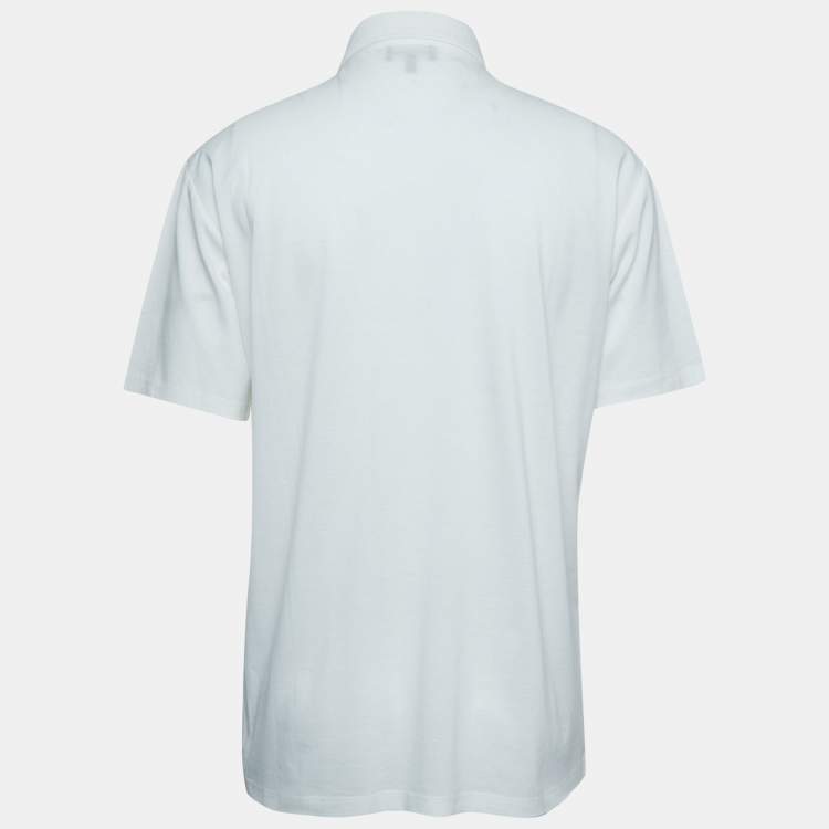 Pre Owned Emporio Armani White Cotton Pique Logo Patch Detailed Polo T-Shirt XL