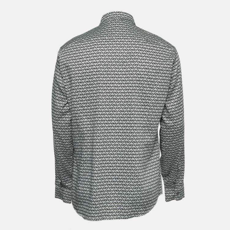 Pre Owned Emporio Armani Black Logo Printed Cotton Long Sleeve Shirt 2XL
