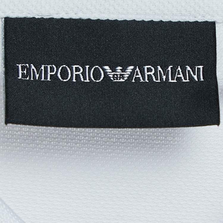 Pre Owned Emporio Armani White Cotton Logo Detailed Polo T-Shirt XXL