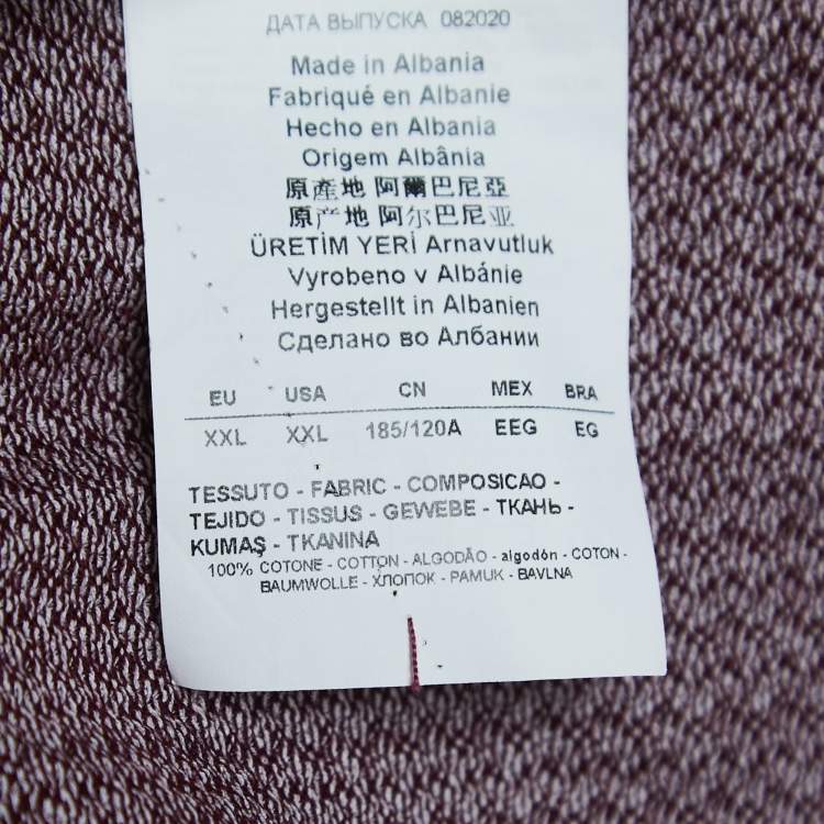 Pre Owned Emporio Armani Burgundy Patterned Cotton Polo T-Shirt XXL