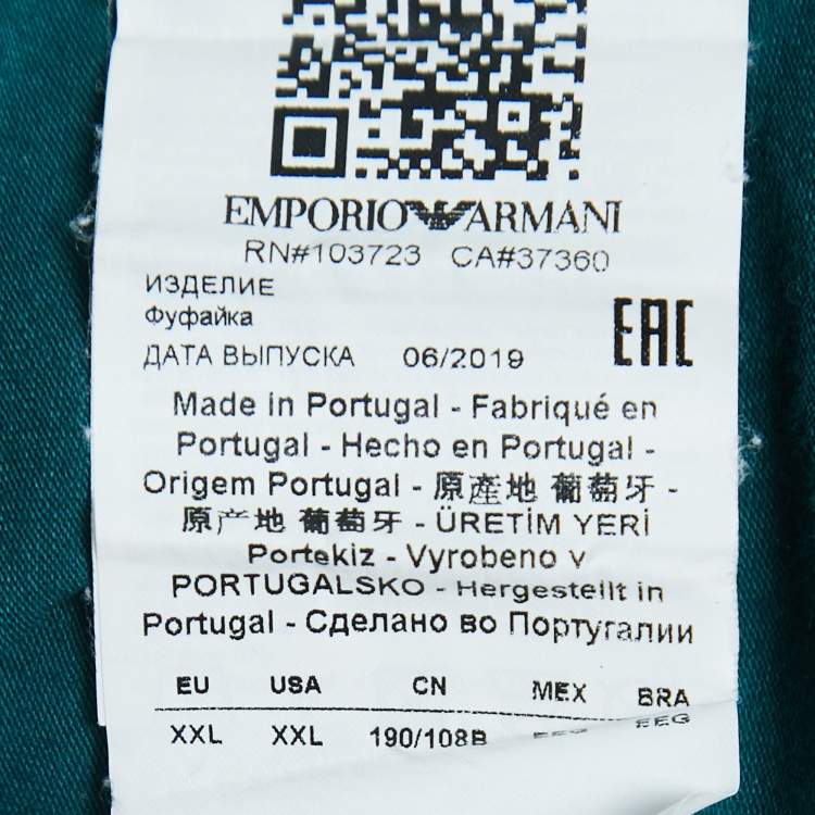 Pre Owned Emporio Armani Dark Green Logo Print Cotton Half Sleeve T-Shirt XXL