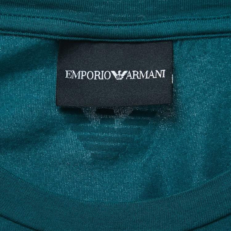 Pre Owned Emporio Armani Dark Green Logo Print Cotton Half Sleeve T-Shirt XXL