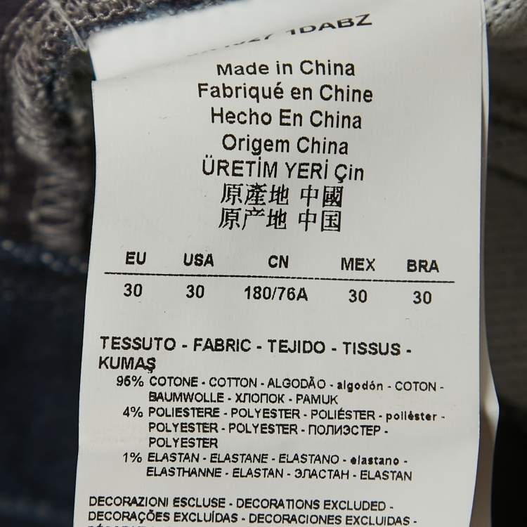 Pre Owned Emporio Armani Navy Blue Denim Buttoned Skinny Fit Jeans S Waist 30"