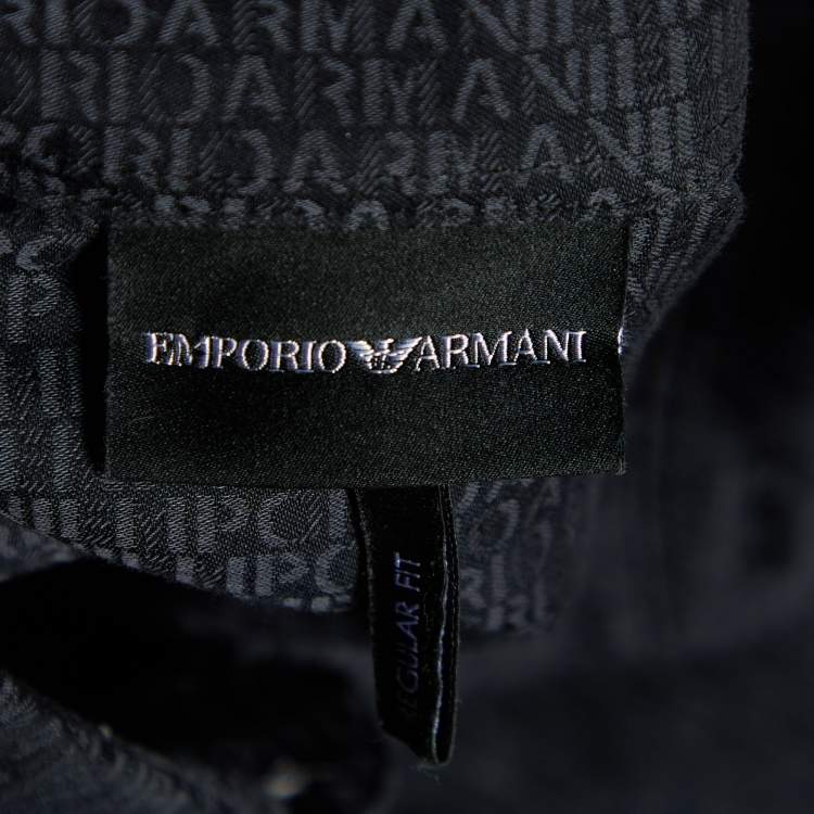 مملوكة مسبقًا Emporio Armani Black Logo Pattern Cotton Regular Fit Shirt XL