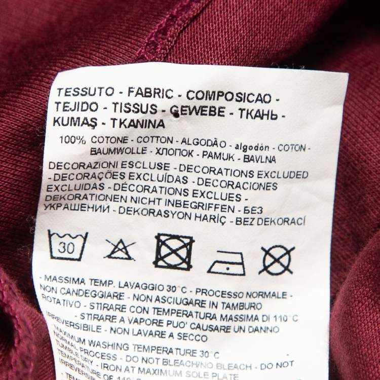 Pre Owned Emporio Armani Burgundy Cotton Embroidered T-Shirt XL