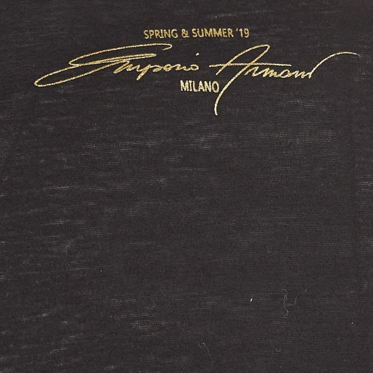 مملوكة مسبقًا Emporio Armani Black Cotton T-Shirt L
