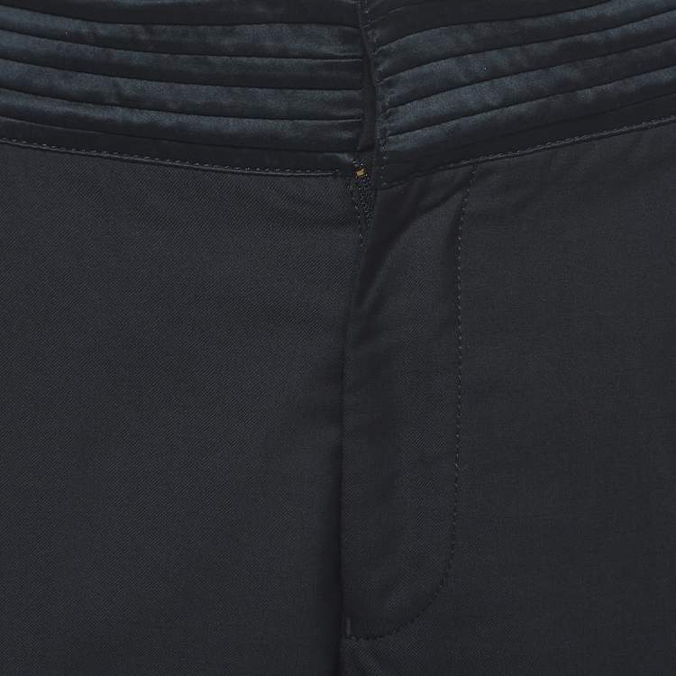 Pre Owned Emporio Armani Black Wool Regular Fit Trousers S