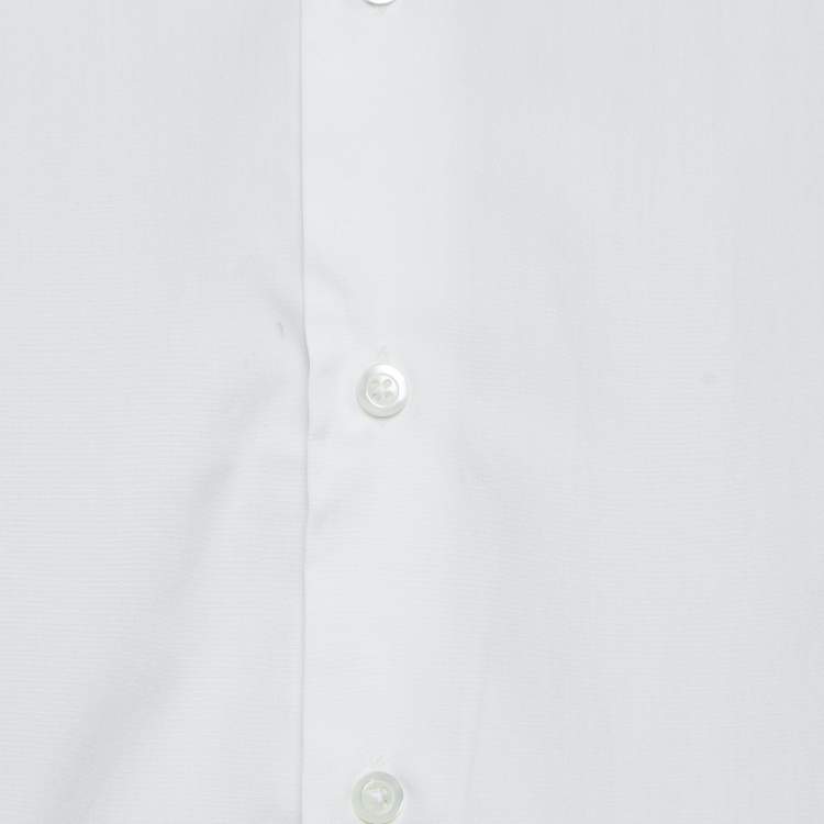 Pre Owned Emporio Armani White Back Print Cotton Long Sleeve Shirt XL