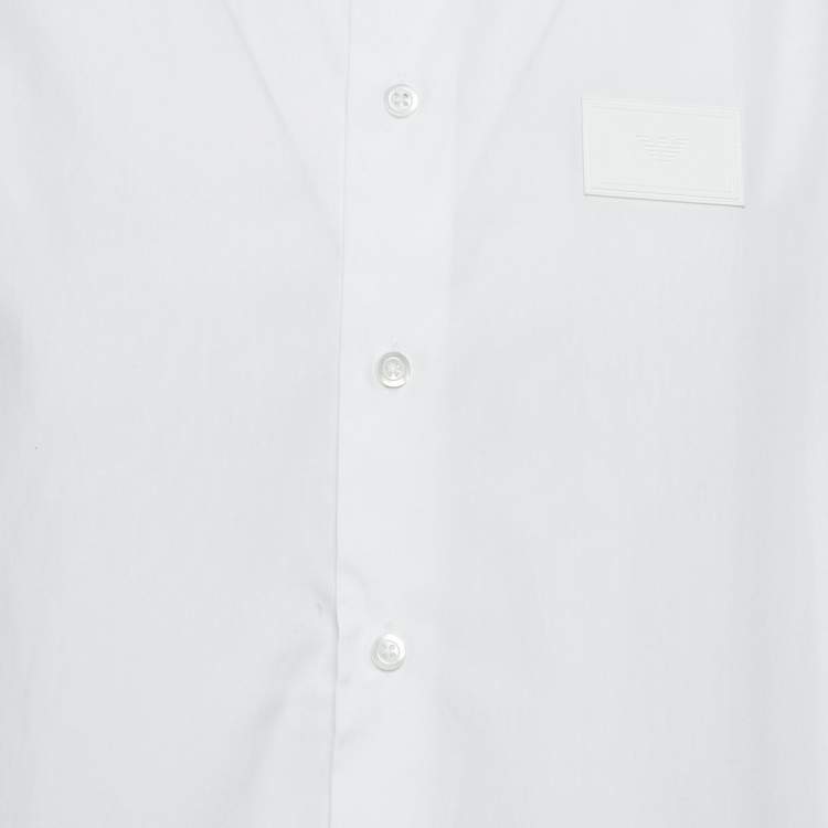 Pre Owned Emporio Armani White Back Print Cotton Long Sleeve Shirt XL