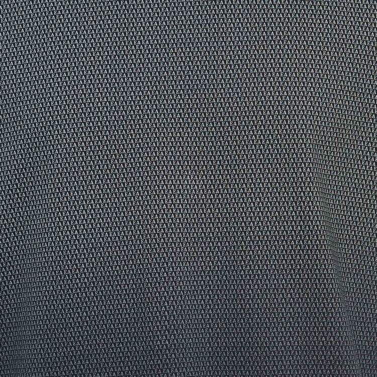 Pre Owned Emporio Armani Navy Blue All-Over Logo Print Cotton T-Shirt XL
