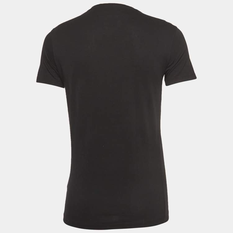 مملوكة مسبقًا Emporio Armani Black Logo Print Cotton Crew Neck T-Shirt S