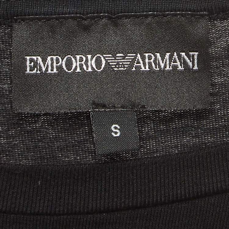 مملوكة مسبقًا Emporio Armani Black Logo Print Cotton Crew Neck T-Shirt S