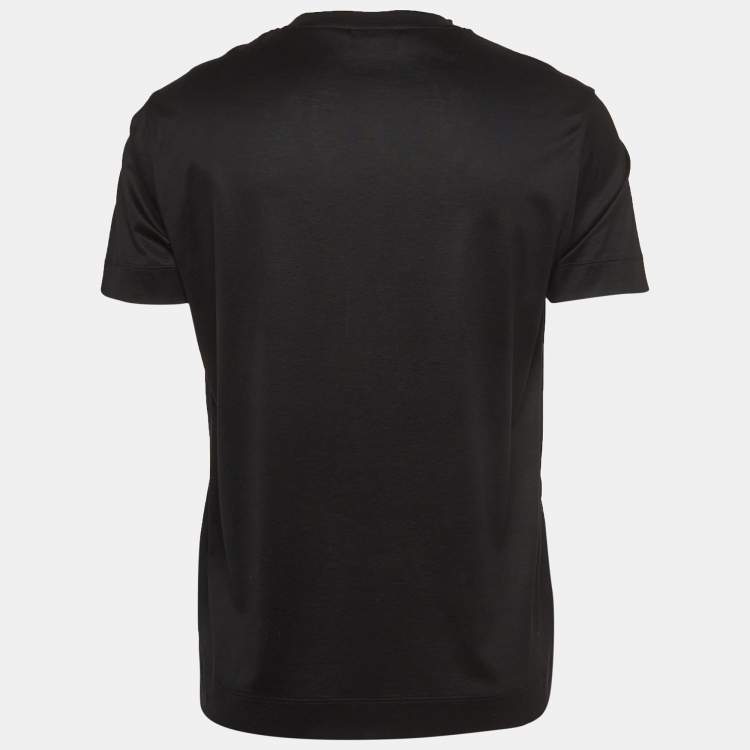 Pre Owned Emporio Armani Black r-EAcreate Logo Print Tencel Crew Neck T-Shirt L