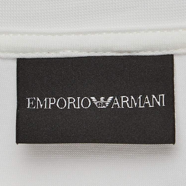 Pre Owned Emporio Armani White r-EAcreate Logo Intarsia Cotton Crew Neck T-Shirt L