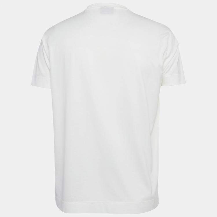Pre Owned Emporio Armani White r-EAcreate Logo Intarsia Cotton Crew Neck T-Shirt L