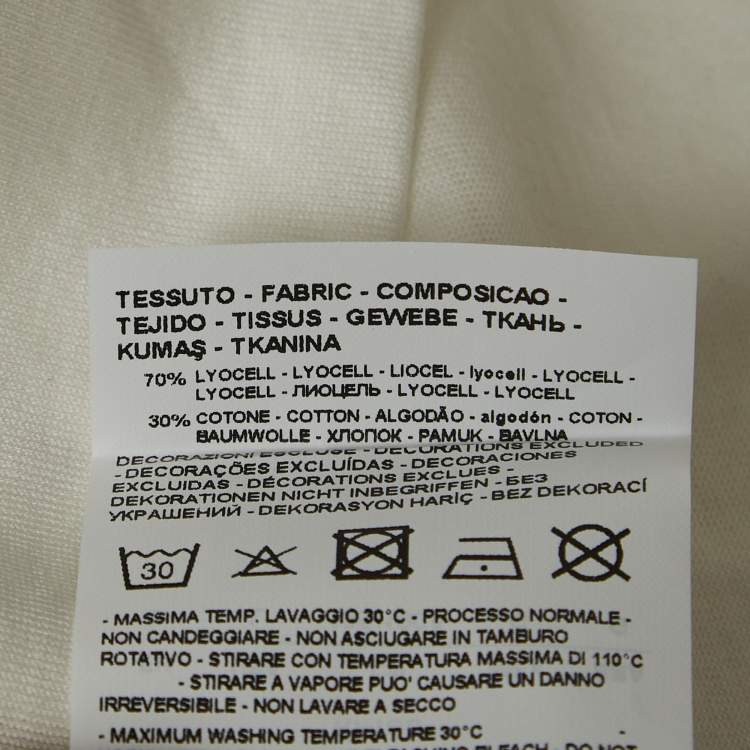 Pre Owned Emporio Armani White r-EAcreate Embroidery Tencel Crew Neck T-Shirt L
