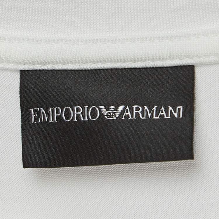 Pre Owned Emporio Armani White r-EAcreate Embroidery Tencel Crew Neck T-Shirt L