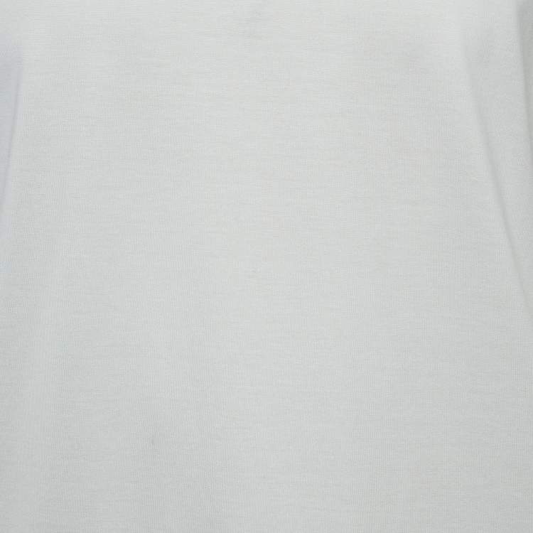 Pre Owned Emporio Armani White r-EAcreate Embroidery Tencel Crew Neck T-Shirt L