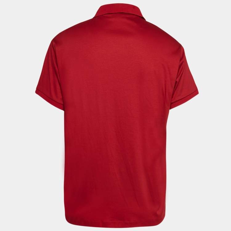 Pre Owned Emporio Armani Red Cotton Knit Polo T-Shirt XXL