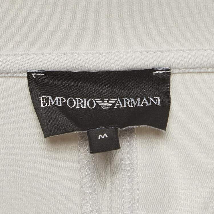 مملوكة مسبقًا Emporio Armani Grey Knit Zip Front Jacket M