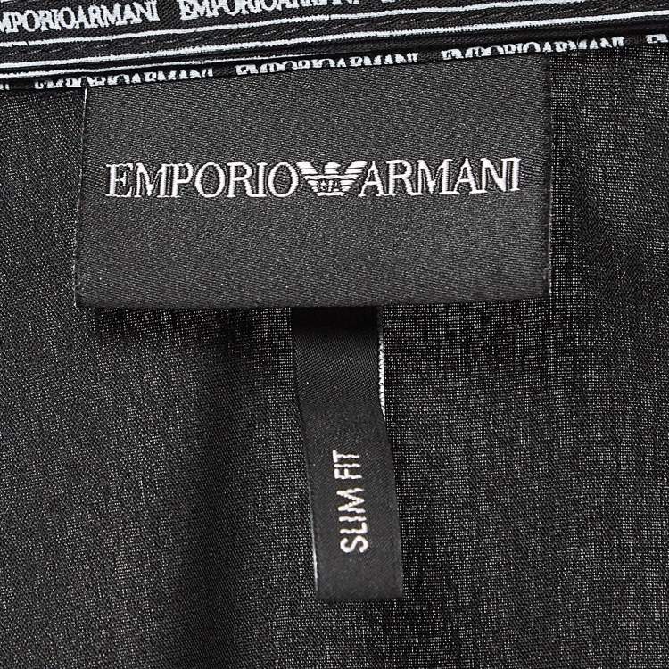 مملوكة مسبقًا Emporio Armani Black Printed Detachable Collar Cotton Shirt M